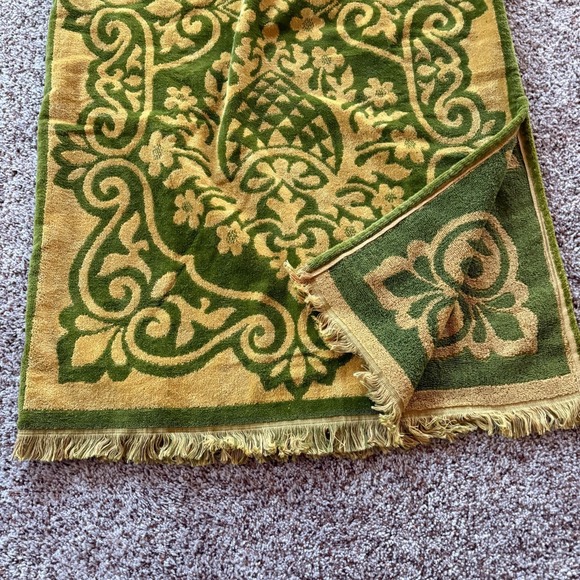 Vintage Robes of California Large Terry Cloth Caftan Green & Gold Fieldcrest EUC - Picture 9 of 14